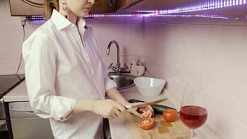 Beauty jerks off with a giant cucumber fucks himself with a vegetable and cums loudly