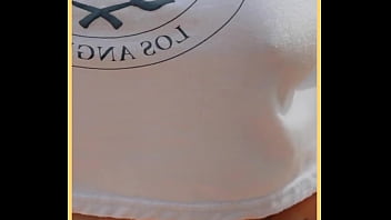 Milf shows her shaved pussy in public