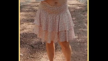 Milf shows her shaved pussy in public