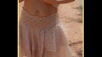 Milf shows her shaved pussy in public