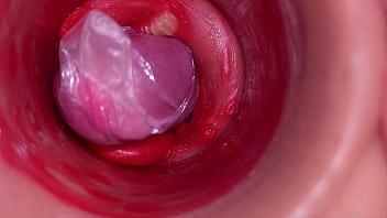 The camera inside the deep pussy records a huge ejaculation with a stuck condom The camera inside the deep pussy records a huge ejaculation with a stuck condom