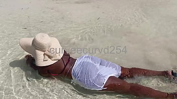 My thick and curvy girlfriend daring showing her pussy in public