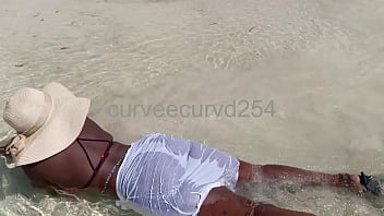 My thick and curvy girlfriend daring showing her pussy in public