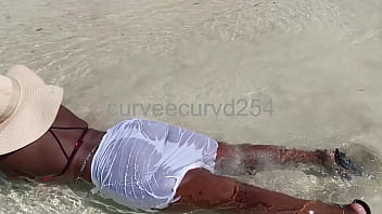 My thick and curvy girlfriend daring showing her pussy in public