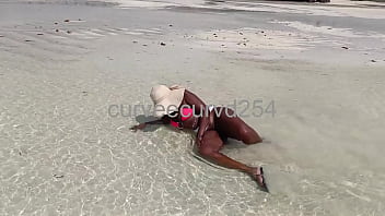 My thick and curvy girlfriend daring showing her pussy in public