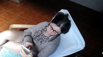 Stupid student take an exam to dirty teacher with cum on her face