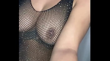 In black lingerie and shiny fishnet bodystrocking claudia bavel