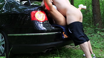 Sucked dick and let herself be fucked from behind by a random stranger on a walk in the park