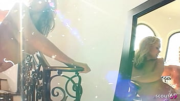 Blonde beauty girl mandy foxxx with nice bouncing ass pick up for hard no condom casting fuck by older guy