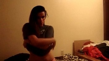 Cam girl sucks her tits