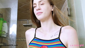 Gorgeous skinny model took a shower