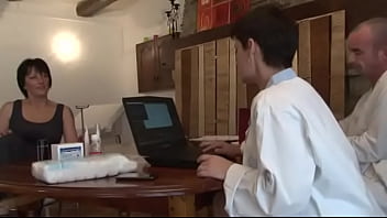 Mature brunette getting shaved fist fucked and sodomized at the gyneco