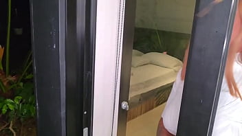 Latina with a big butt fucks her boyfriend while her parents are in the other room
