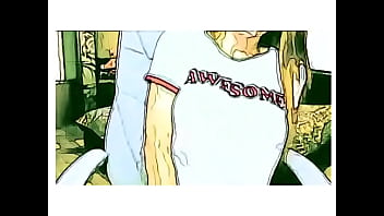 Amateur girl show things in cartoon style