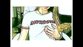 Amateur girl show things in cartoon style