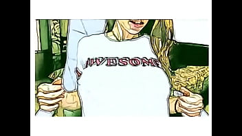 Amateur girl show things in cartoon style