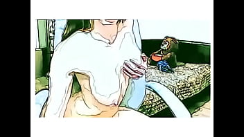 Amateur girl show things in cartoon style