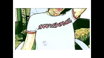 Amateur girl show things in cartoon style