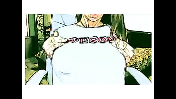 Amateur girl show things in cartoon style