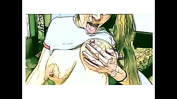 Amateur girl show things in cartoon style