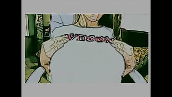 Amateur girl show things in cartoon style