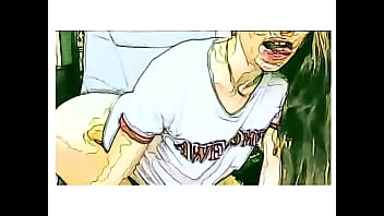 Amateur girl show things in cartoon style