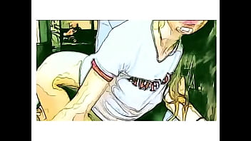 Amateur girl show things in cartoon style