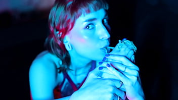 Sexy feet crushing cup noodles