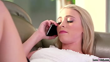 Stepmom catches stepdaughter having phone sex and gets big tits milf licks her pussy and facesits the blonde babe gets asslicked