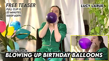 Blowing up birthday balloons