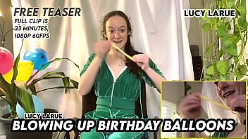 Blowing up birthday balloons