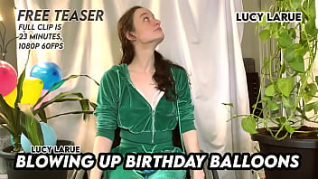 Blowing up birthday balloons