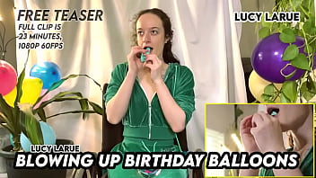 Blowing up birthday balloons