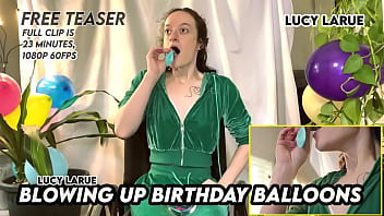 Blowing up birthday balloons