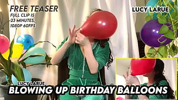 Blowing up birthday balloons