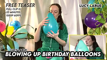 Blowing up birthday balloons