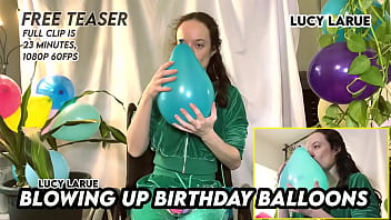 Blowing up birthday balloons