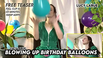 Blowing up birthday balloons