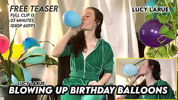 Blowing up birthday balloons