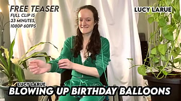 Blowing up birthday balloons