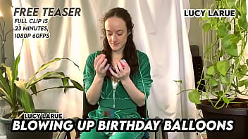 Blowing up birthday balloons