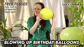 Blowing up birthday balloons