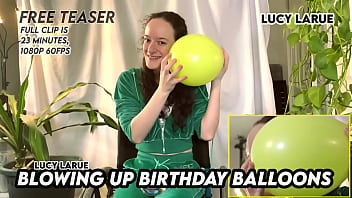 Blowing up birthday balloons