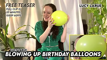 Blowing up birthday balloons
