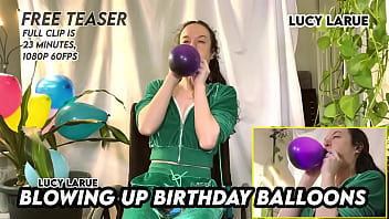 Blowing up birthday balloons