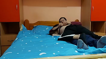 Teen girlfriend with tight pussy rides boyfriend's dick