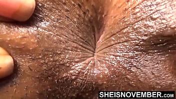 I squeezed my whore stepdaughter big boobs and nipples then fuck her shaved pussy during taboo sex and cute booty closeup spreading sexy black babe sheisnovember deep hardcore big dick bbc penetration by horny stepdad face down on msnovember