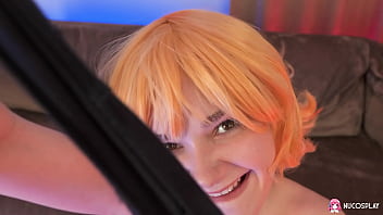 Blonde horny teenager purr simona is just masturbating with a sex toy on the couch