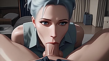 Blue haired beauty gives sloppy blowjob until you cum in her mouth pov ai