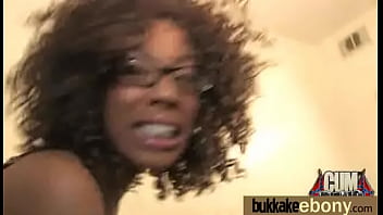 Hot ebony chick in interracial gangbang 23